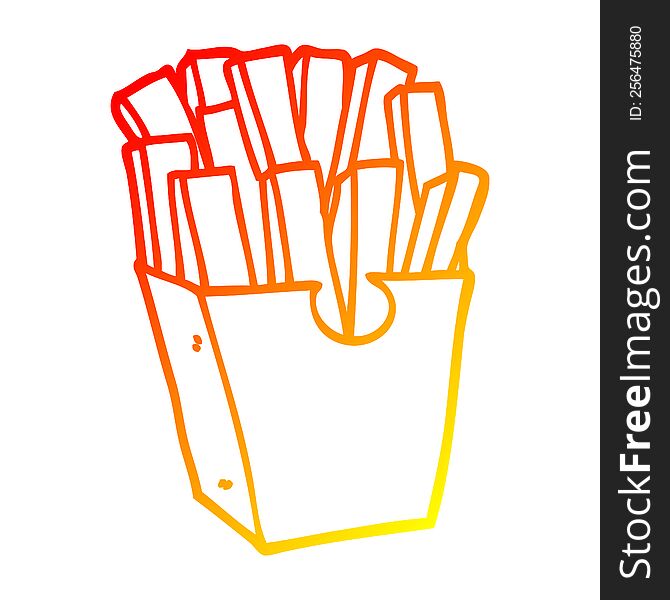 warm gradient line drawing of a cartoon fries