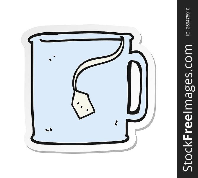 sticker of a cartoon mug of tea