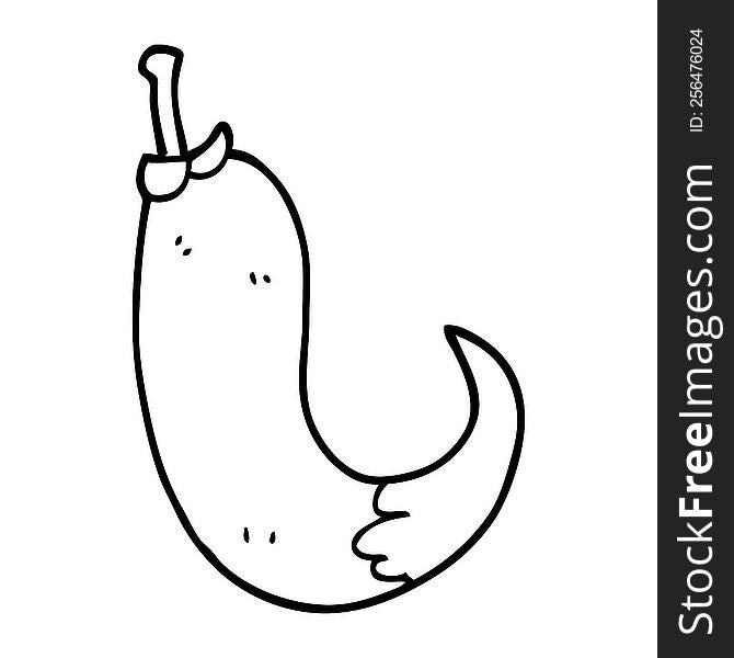line drawing cartoon red hot chilli pepper