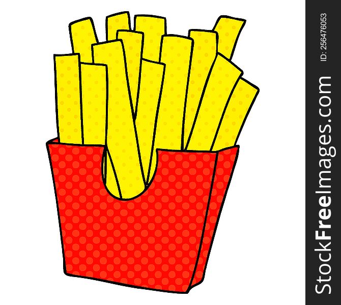 comic book style quirky cartoon french fries. comic book style quirky cartoon french fries