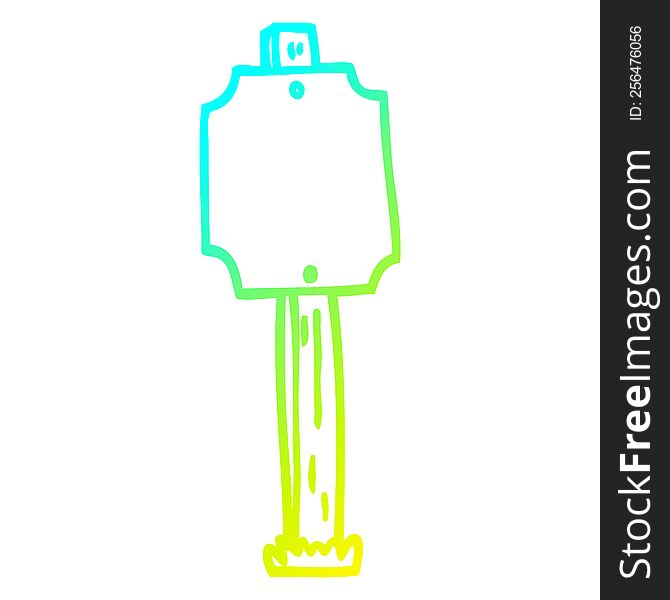 cold gradient line drawing of a cartoon blank sign post