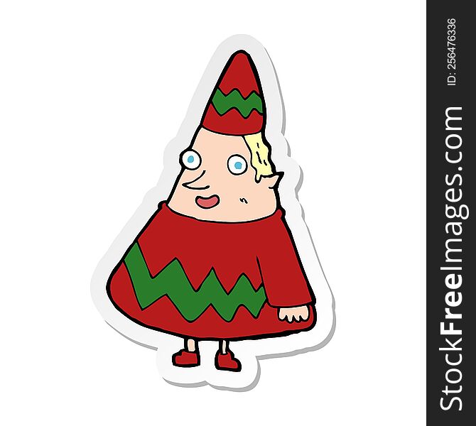 Sticker Of A Cartoon Elf