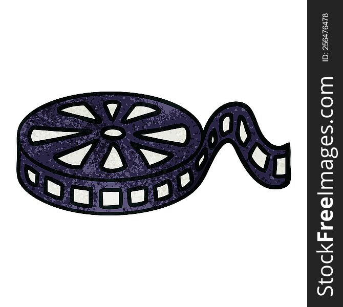 retro grunge texture cartoon of a film reel