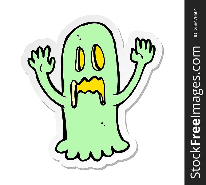 Sticker Of A Cartoon Spooky Ghost