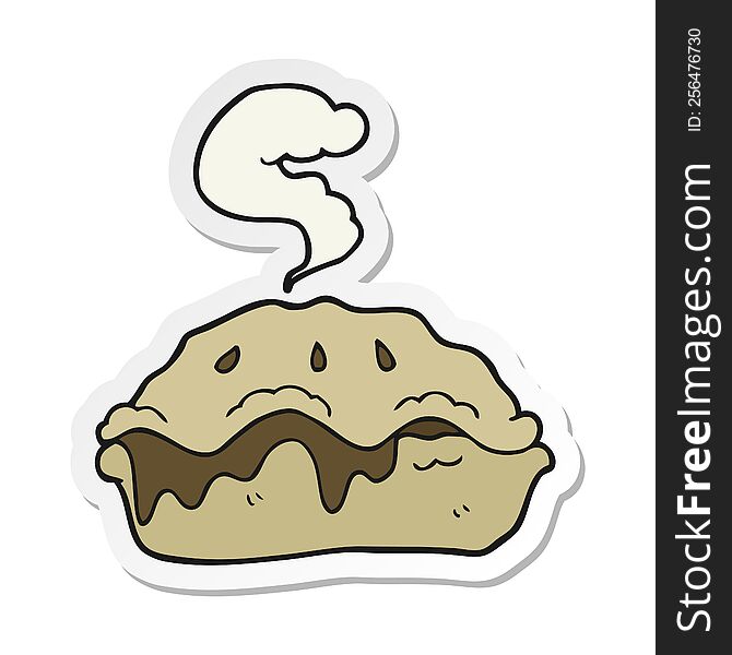 sticker of a cartoon hot pie