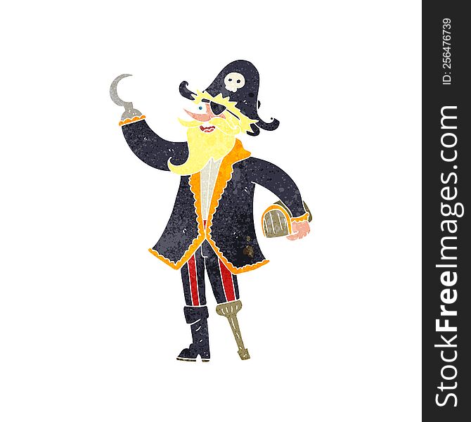 freehand retro cartoon pirate captain