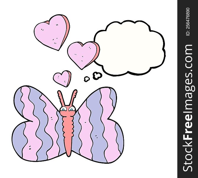 freehand drawn thought bubble cartoon butterfly