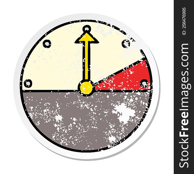 Distressed Sticker Of A Cute Cartoon Speedometer