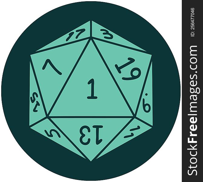 Natural 1 D20 Dice Roll Icon