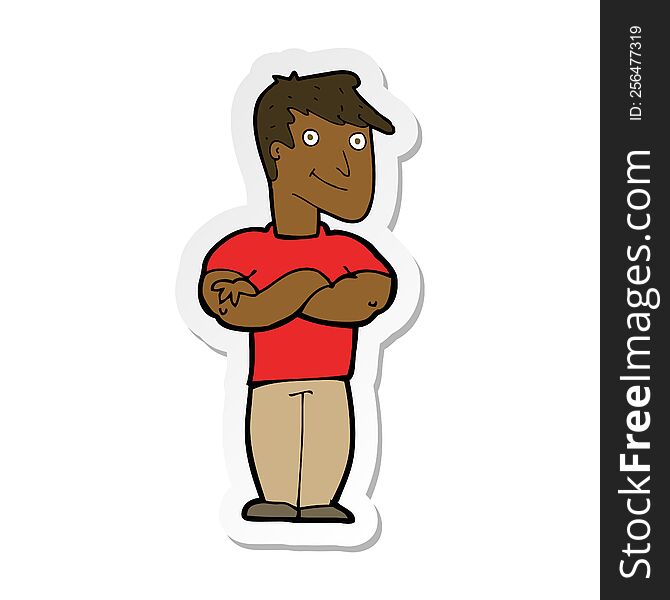 sticker of a cartoon muscular man