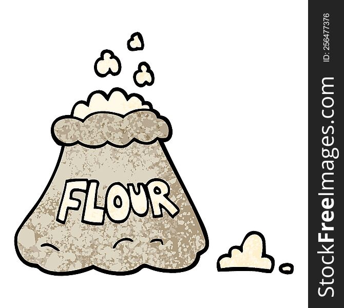 Grunge Textured Illustration Cartoon Bag Of Flour