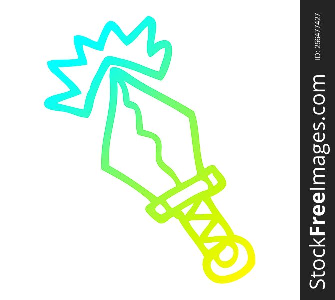 cold gradient line drawing of a cartoon small magical dagger