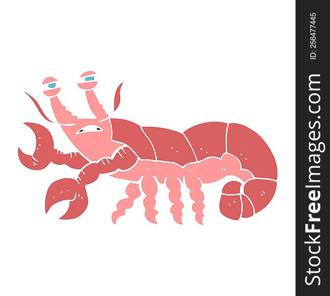 flat color illustration of a cartoon lobster