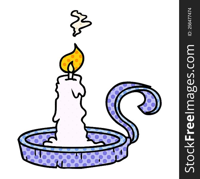 Cartoon Doodle Of A Candle Holder And Lit Candle