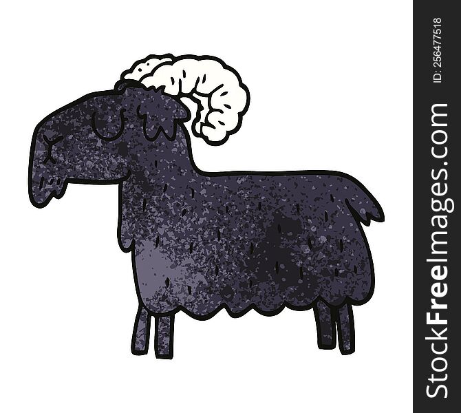 Cartoon Doodle Black Goat