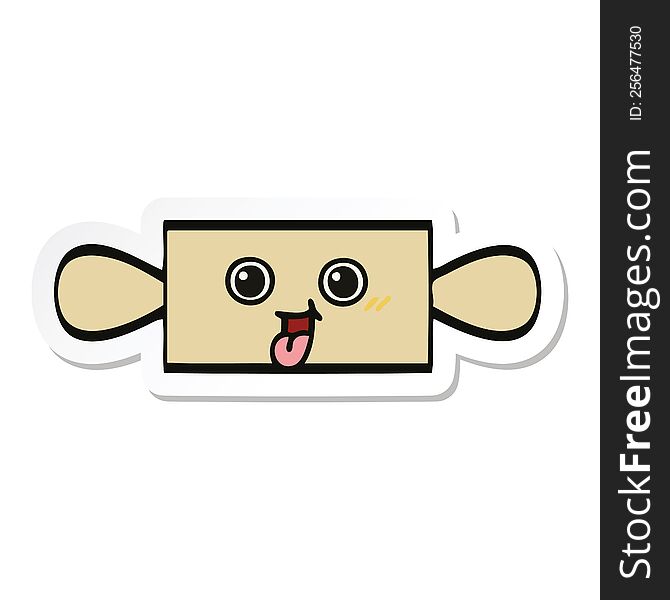 sticker of a cute cartoon rolling pin