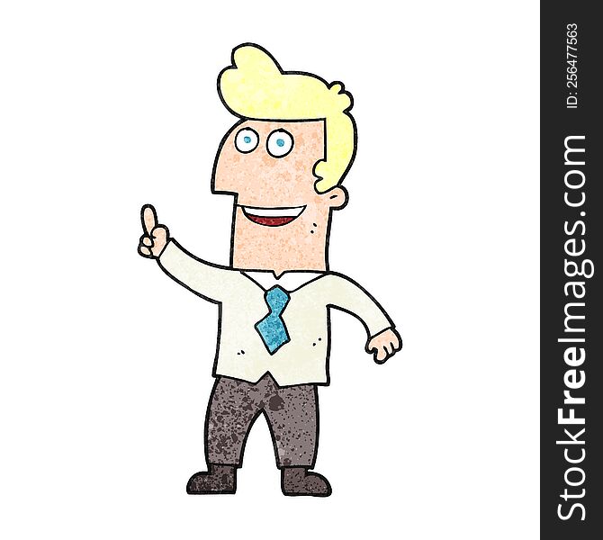 Textured Cartoon Businessman Pointing