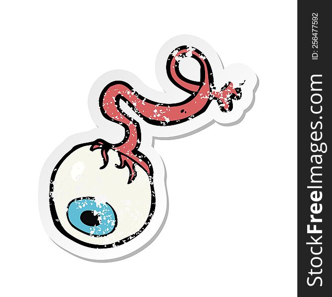 Retro Distressed Sticker Of A Cartoon Gross Eyeball