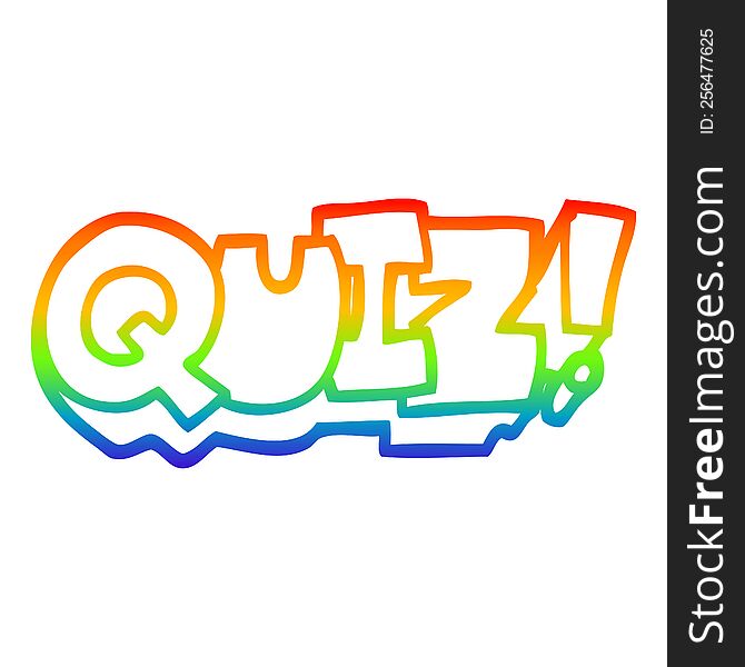 rainbow gradient line drawing of a cartoon word quiz