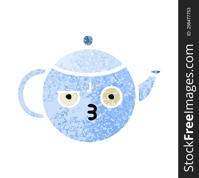 Retro Illustration Style Cartoon Tea Pot