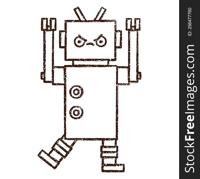 Angry Robot Charcoal Drawing