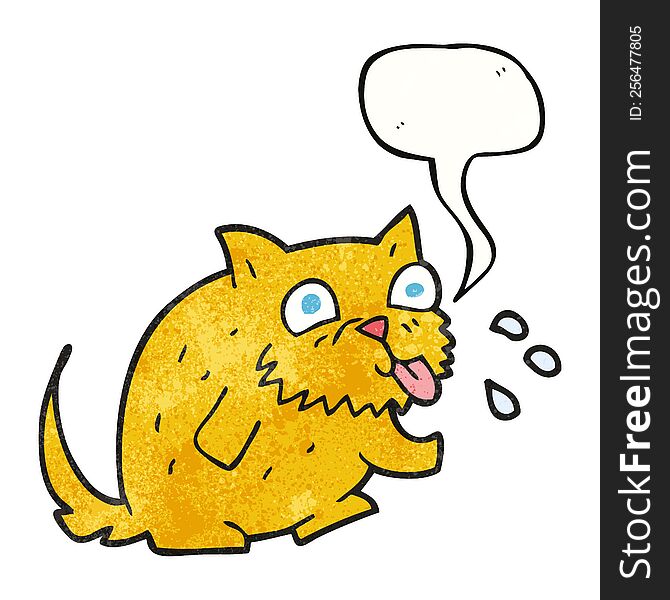 freehand speech bubble textured cartoon cat blowing raspberry