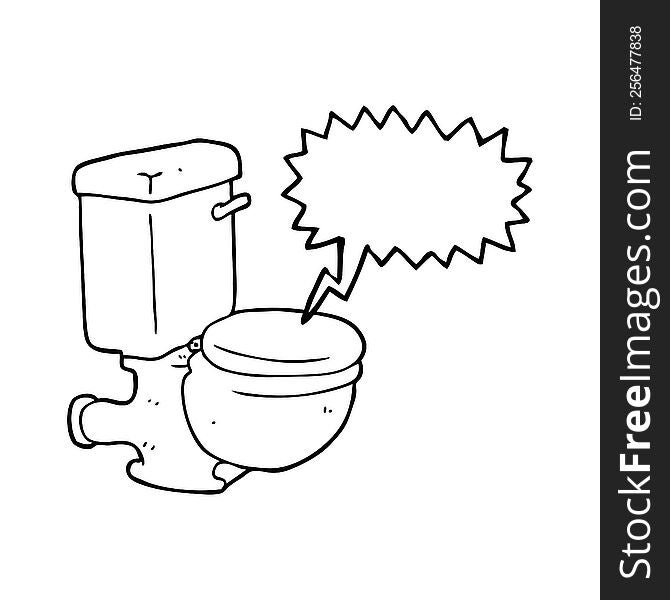 freehand drawn speech bubble cartoon toilet