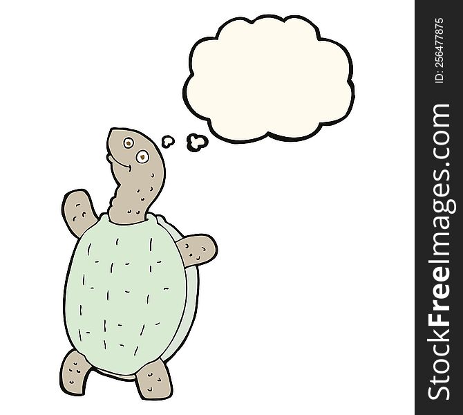 cartoon happy turtle with thought bubble