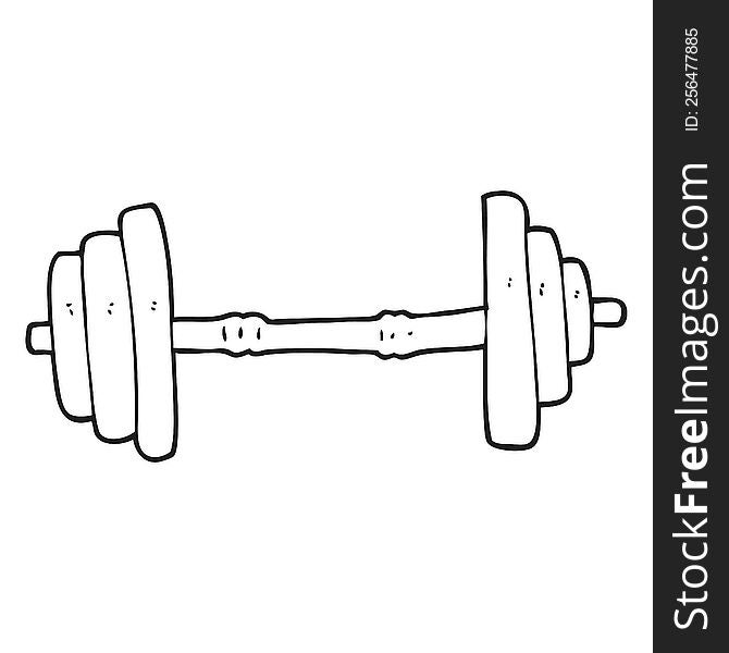 freehand drawn black and white cartoon barbell