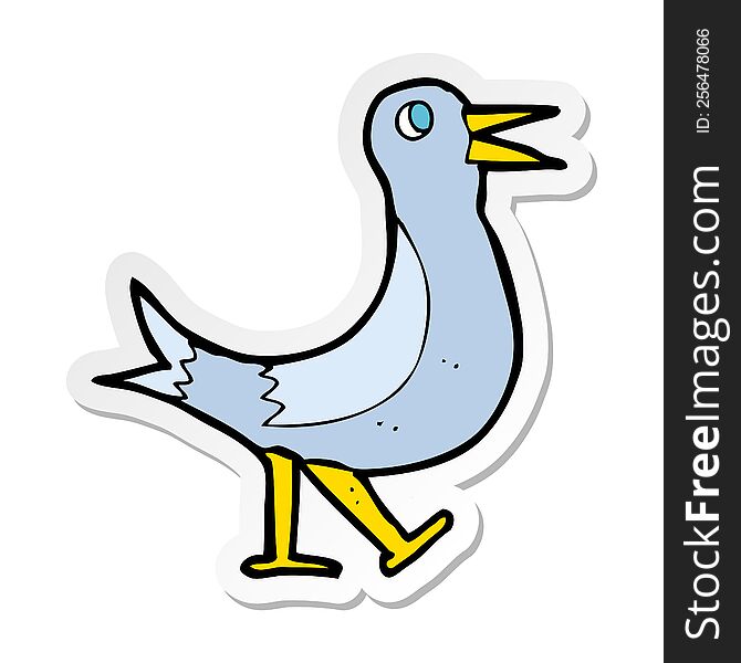 sticker of a cartoon walking bird