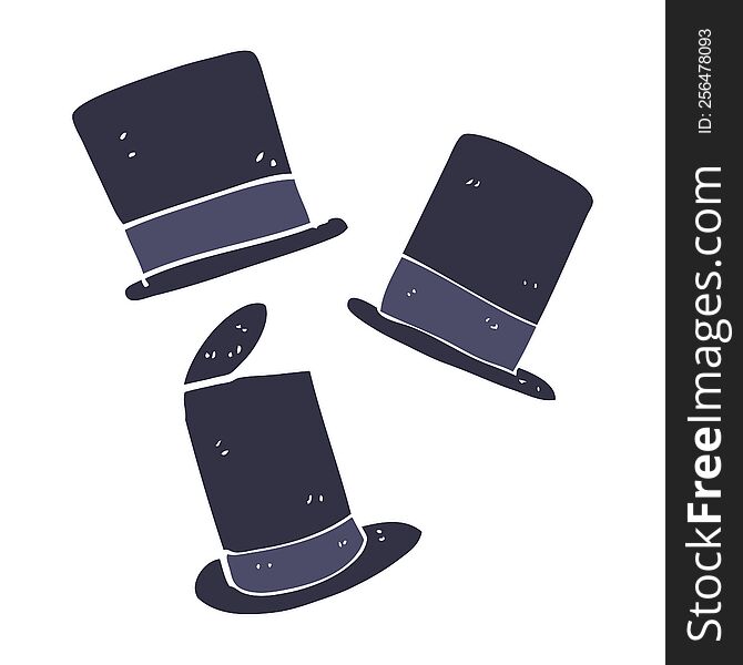 Flat Color Illustration Of A Cartoon Top Hats