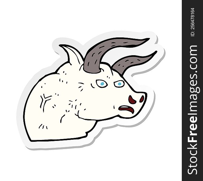 sticker of a cartoon angry bull head