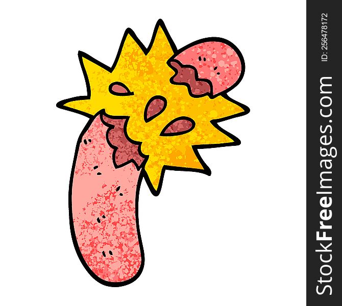 Grunge Textured Illustration Cartoon Sausage