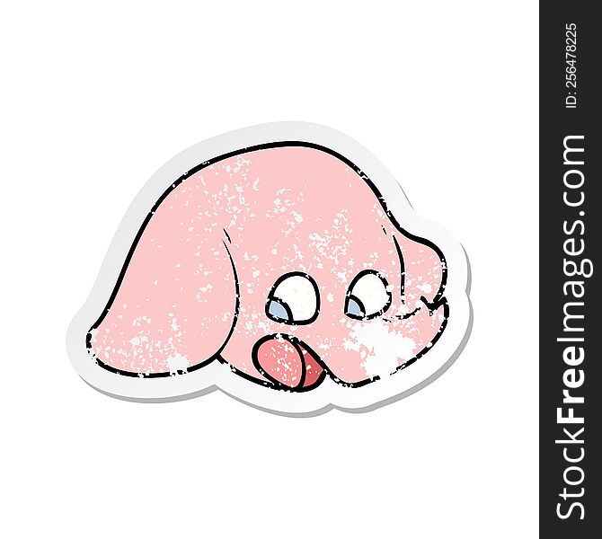 Distressed Sticker Of A Shocked Cartoon Elephant Face