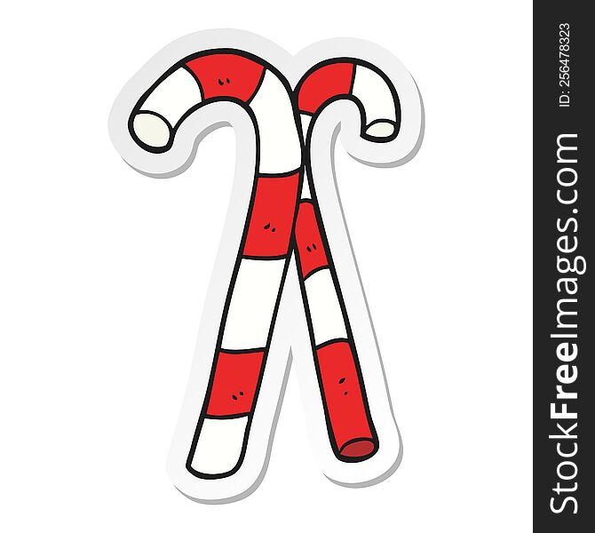 sticker of a cartoon candy canes