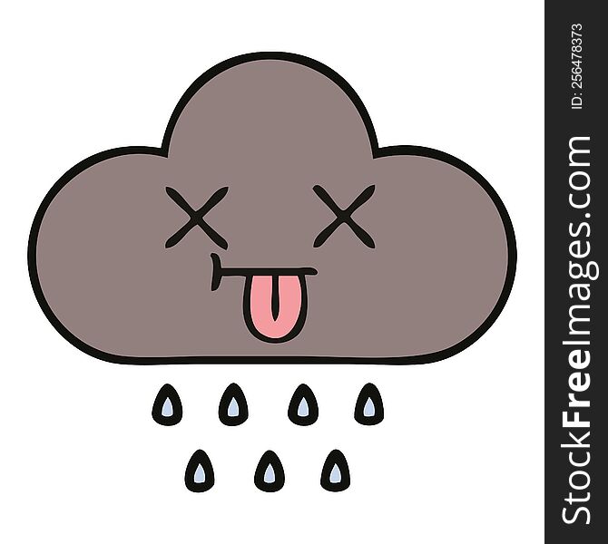 cute cartoon storm rain cloud
