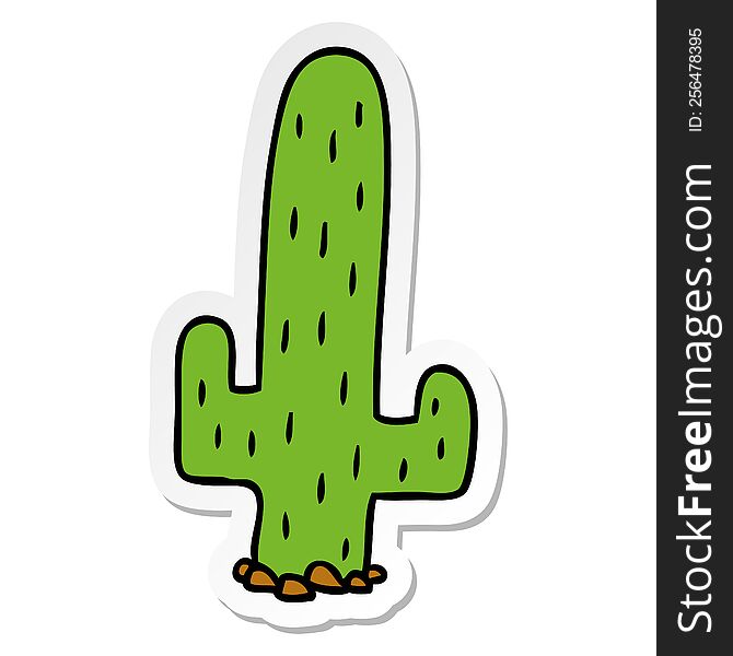 Sticker Cartoon Doodle Of A Cactus