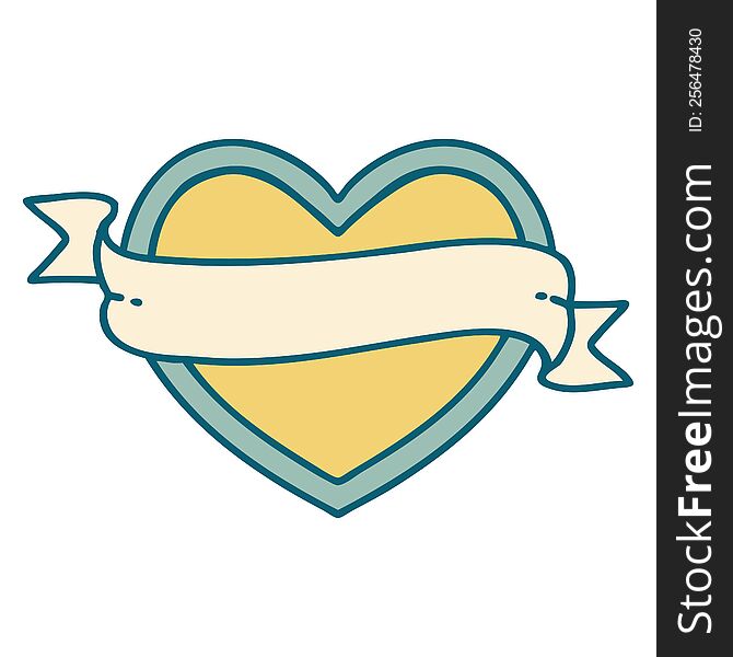 Tattoo Style Icon Of A Heart And Banner