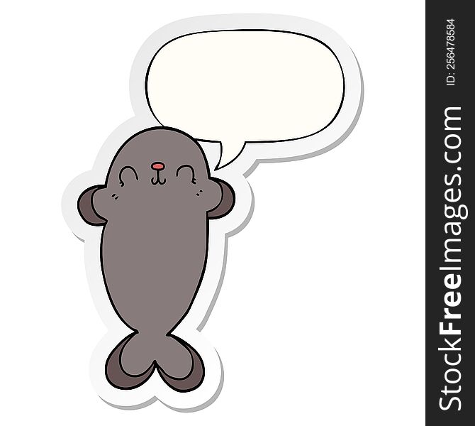 Cartoon Seal And Speech Bubble Sticker