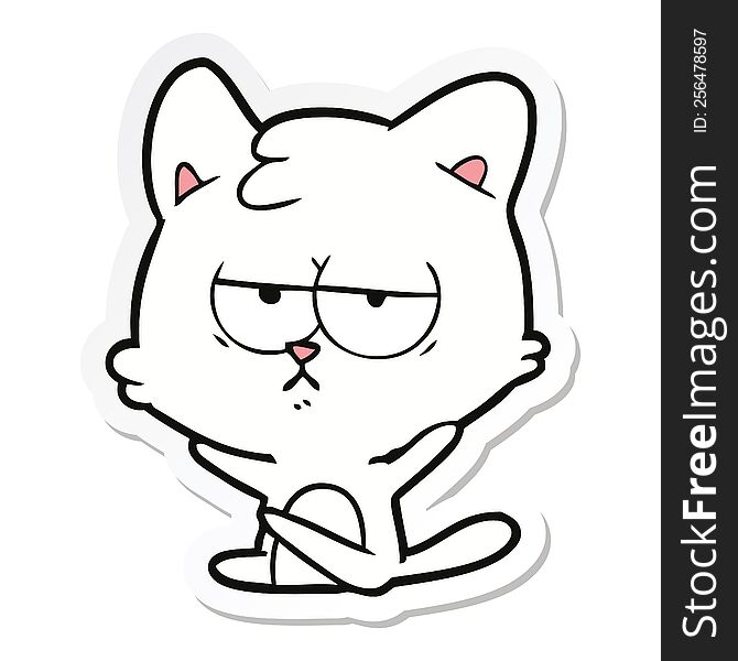 Sticker Of A Bored Cartoon Cat