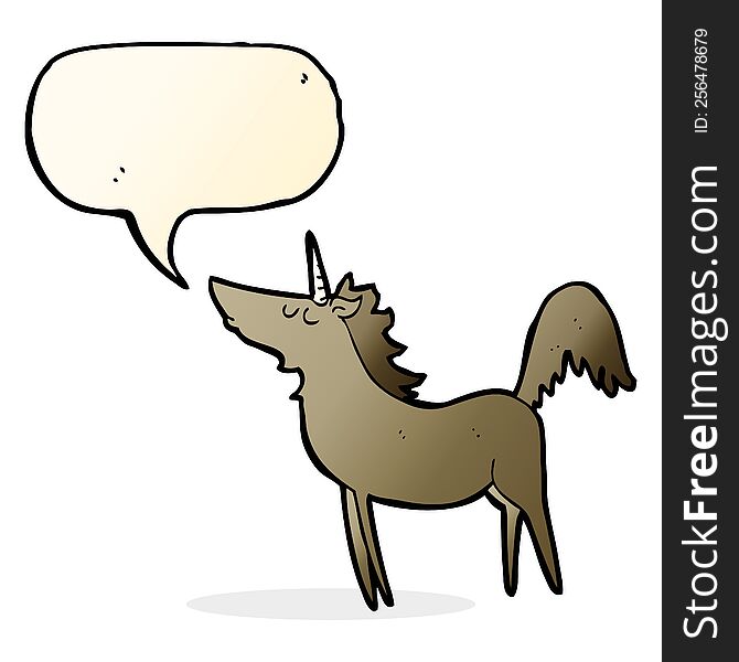 Cartoon Unicorn With Speech Bubble