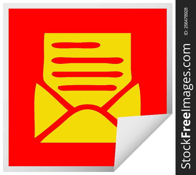 Square Peeling Sticker Cartoon Letter And Envelope