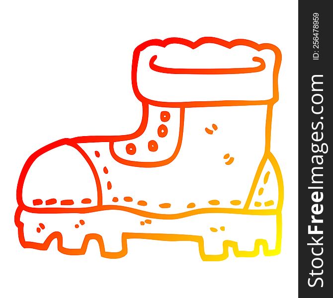 warm gradient line drawing of a cartoon work boot