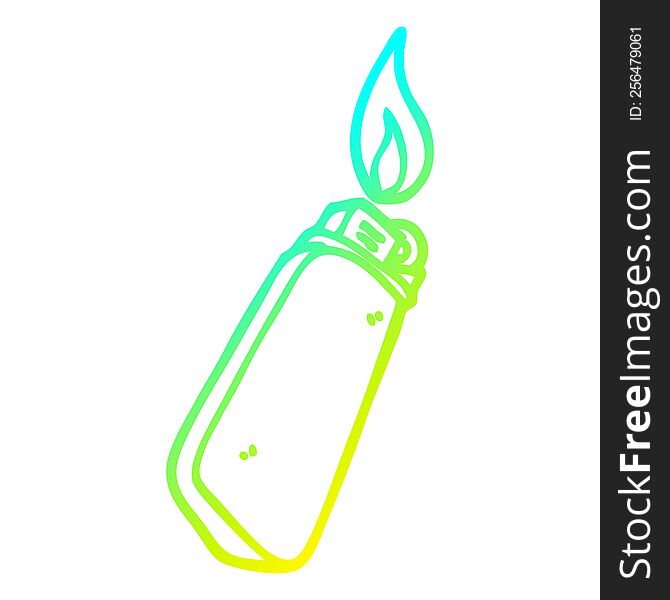 cold gradient line drawing of a cartoon disposable lighter