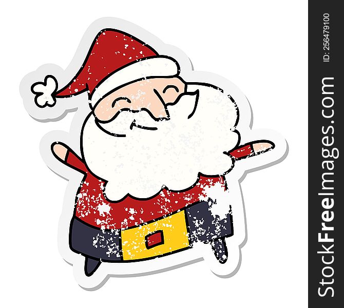 Distressed Sticker Cartoon Of A Jolly Father Christmas