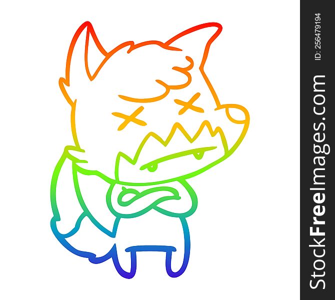 Rainbow Gradient Line Drawing Cartoon Dead Fox