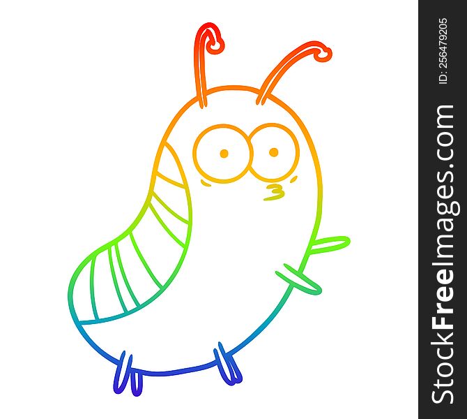 Rainbow Gradient Line Drawing Funny Cartoon Beetle
