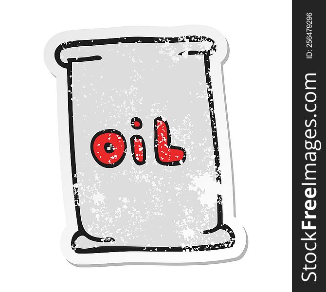 Retro Distressed Sticker Of A Cartoon Oil Drum