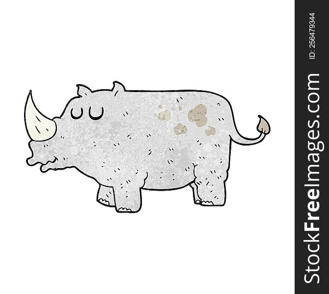 freehand textured cartoon rhino