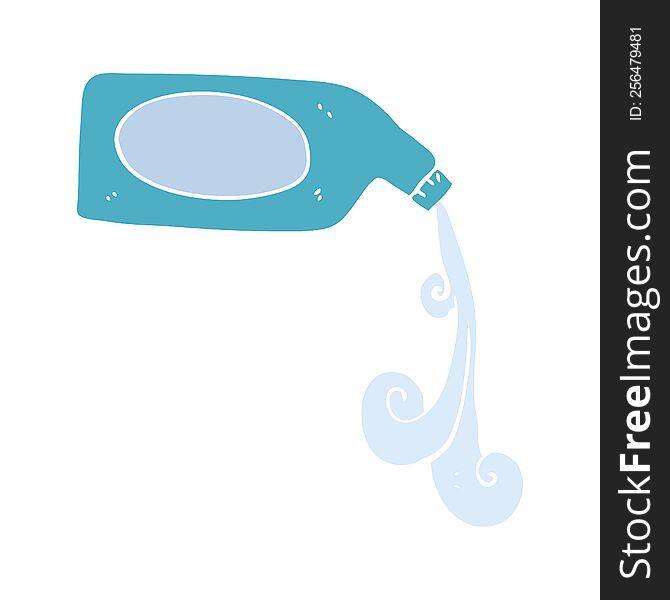 Flat Color Illustration Of A Cartoon Cleaning Product Pouring